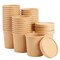 36 Pack Disposable Soup Containers with Lids, 16 oz To Go Containers for Ice Cream, Meal Prep, Hot and Cold Foods, Oatmeal, Kraft Paper (3.75 x 3.75 In)